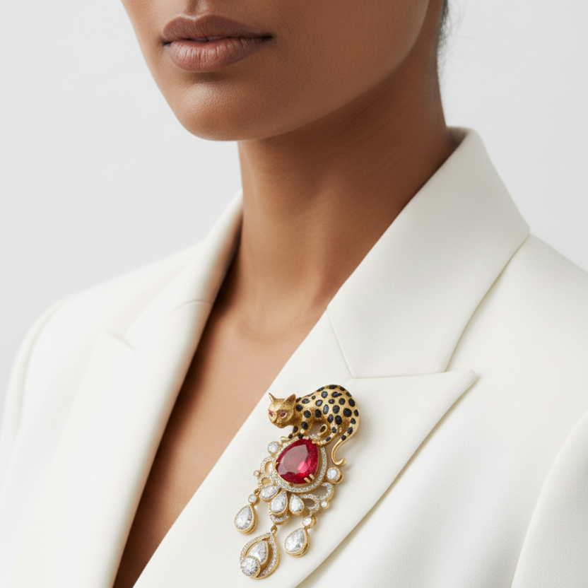 Red Velox Brooch