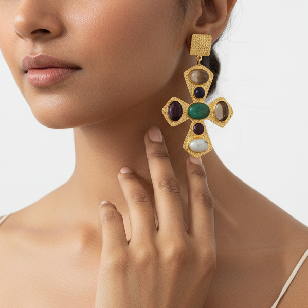 Glam Velora Cross Earrings