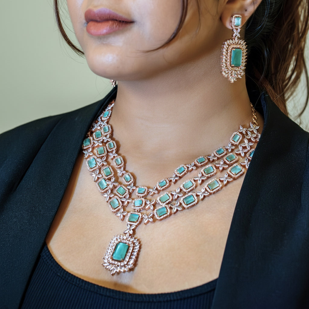 Pastel Green Aura Necklace set