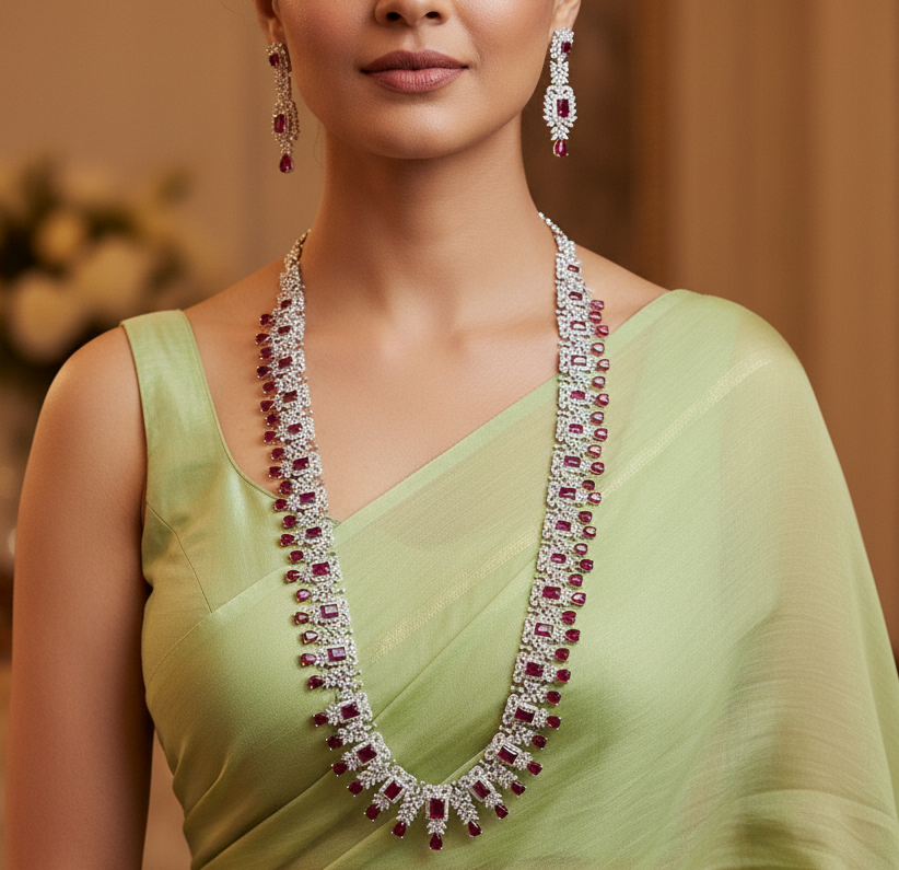 Red Mia Opera Necklace set