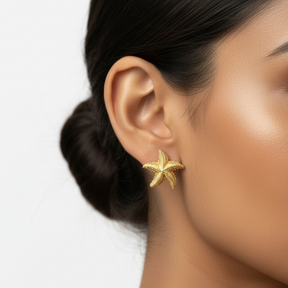 Glam Starfish Gold Earrings