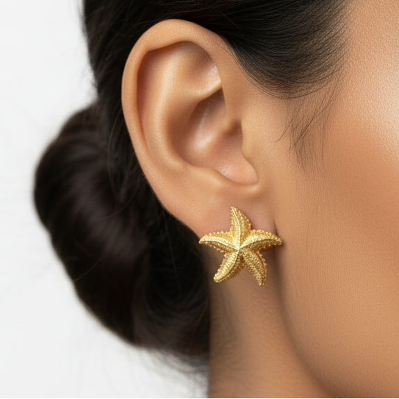 Glam Starfish Gold Earrings