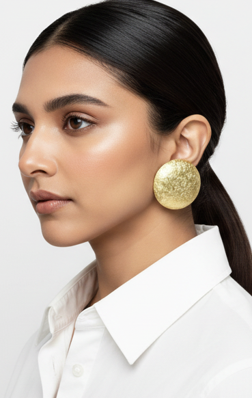 Glam Disc Gold Earrings