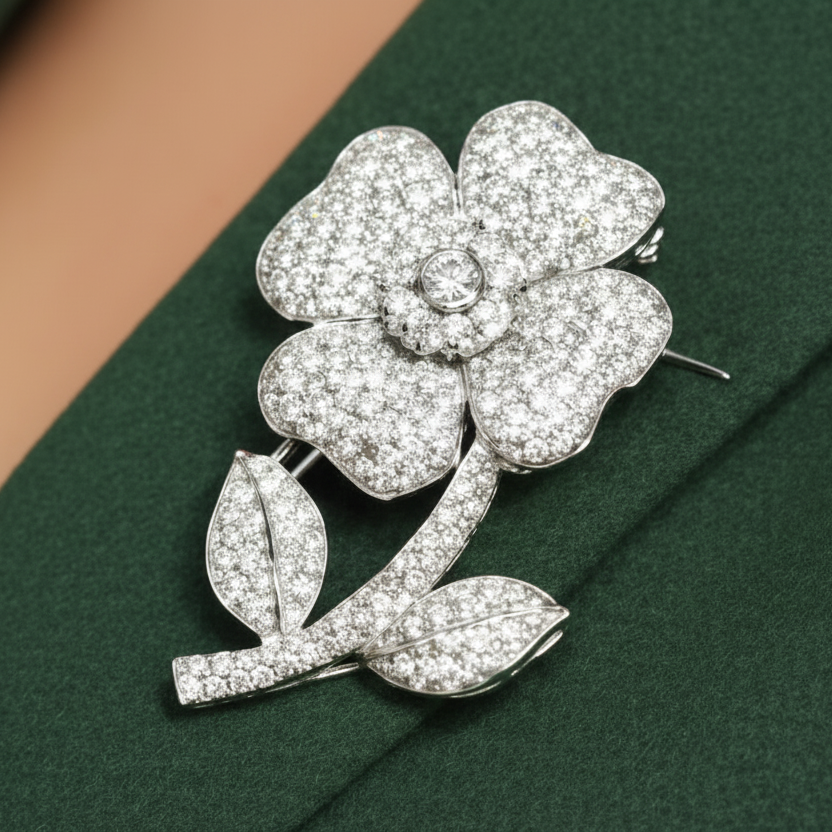 White Rosetta Brooch