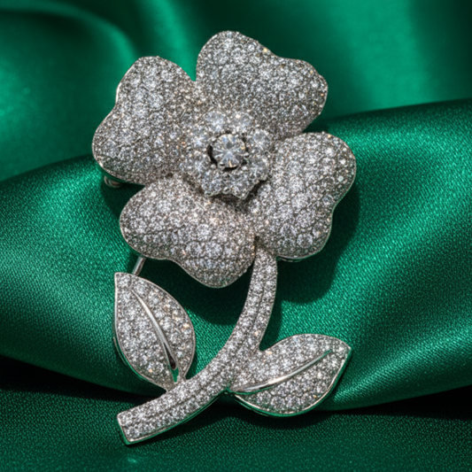 White Rosetta Brooch