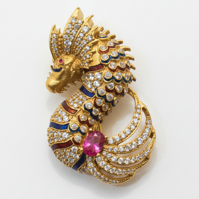 Blush SeaHorse Brooch