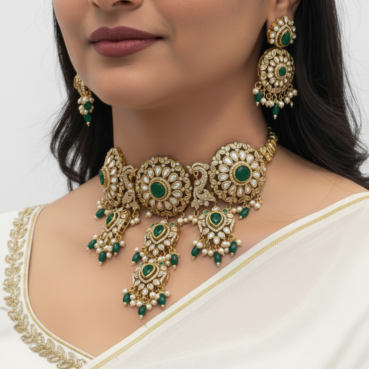 Green Morni Bridal Choker set