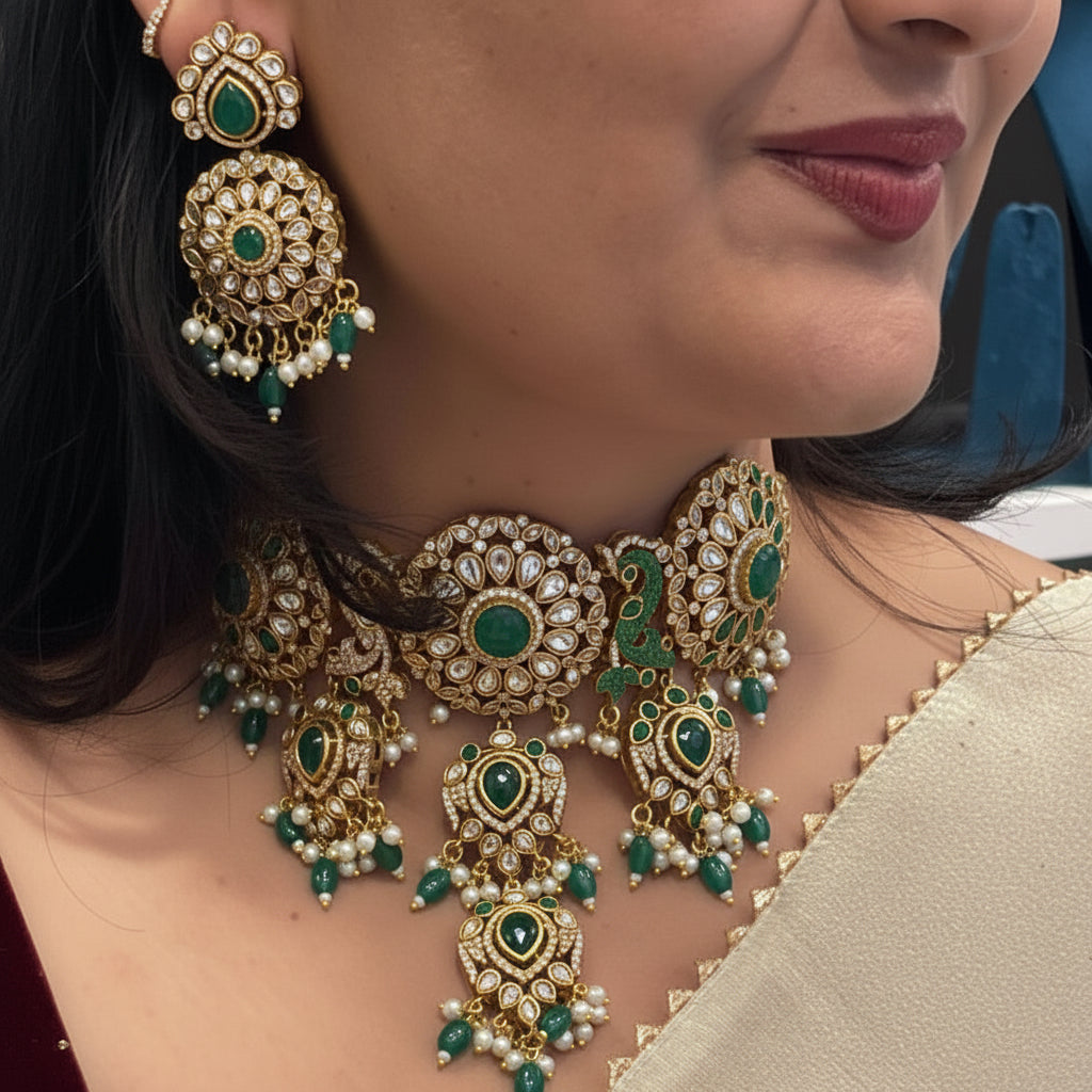 Green Morni Bridal Choker set