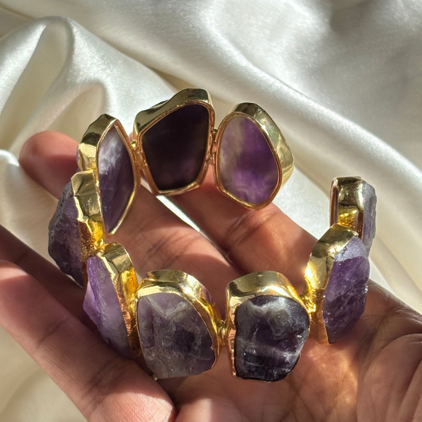 Amethyst Quartz Handcuff bracelet