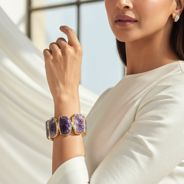 Amethyst Quartz Handcuff bracelet