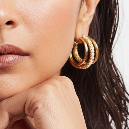 Aura Pearl brass hoop earrings