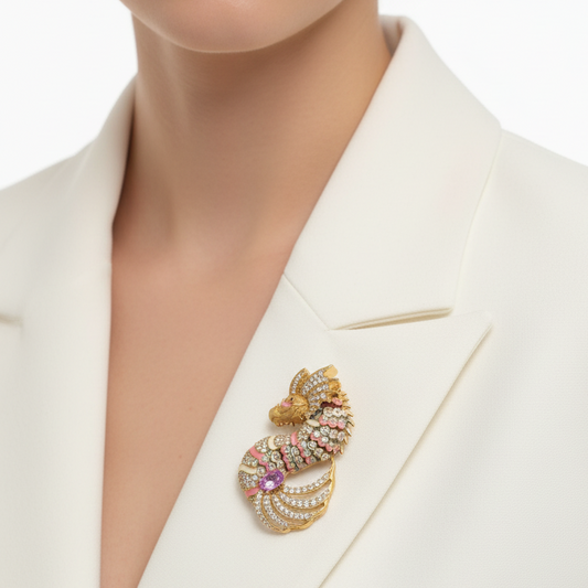 Pink SeaHorse Brooch