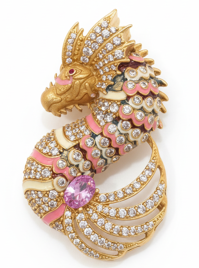 Pink SeaHorse Brooch