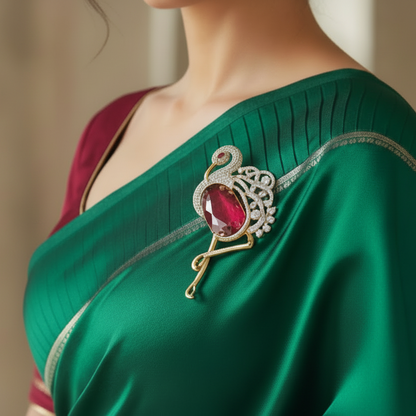 Red Plumia Brooch