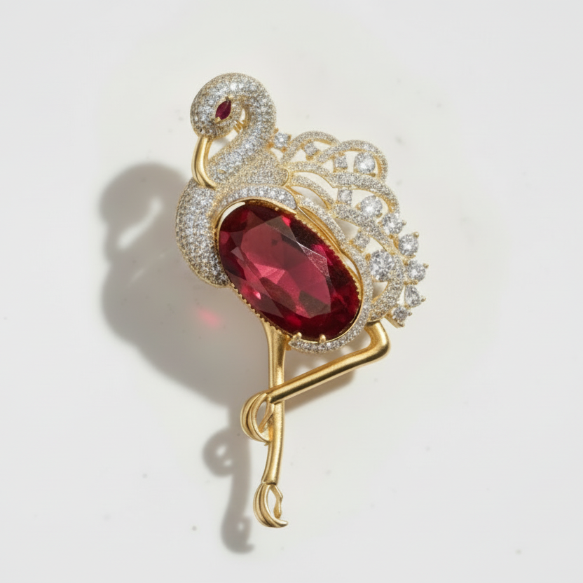 Red Plumia Brooch