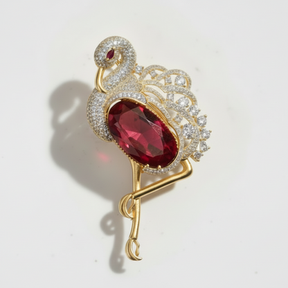 Red Plumia Brooch