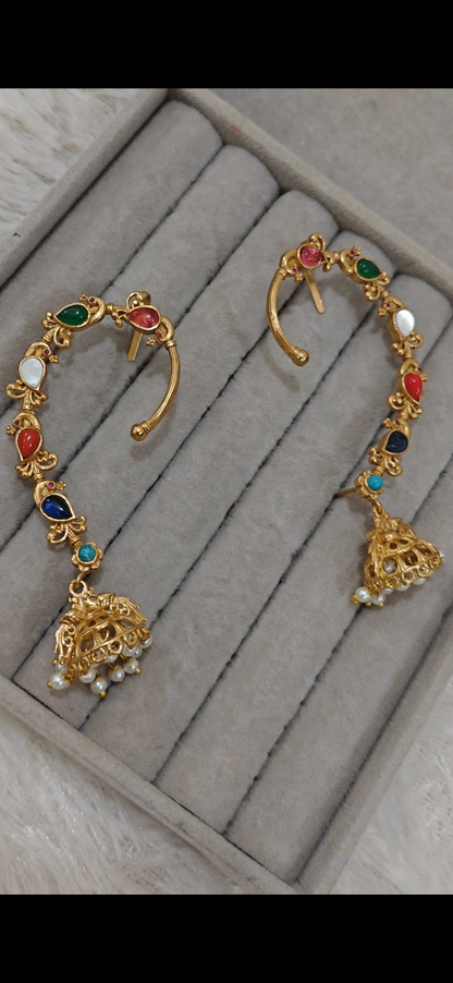 Navratan EarHug Jhumka Earring