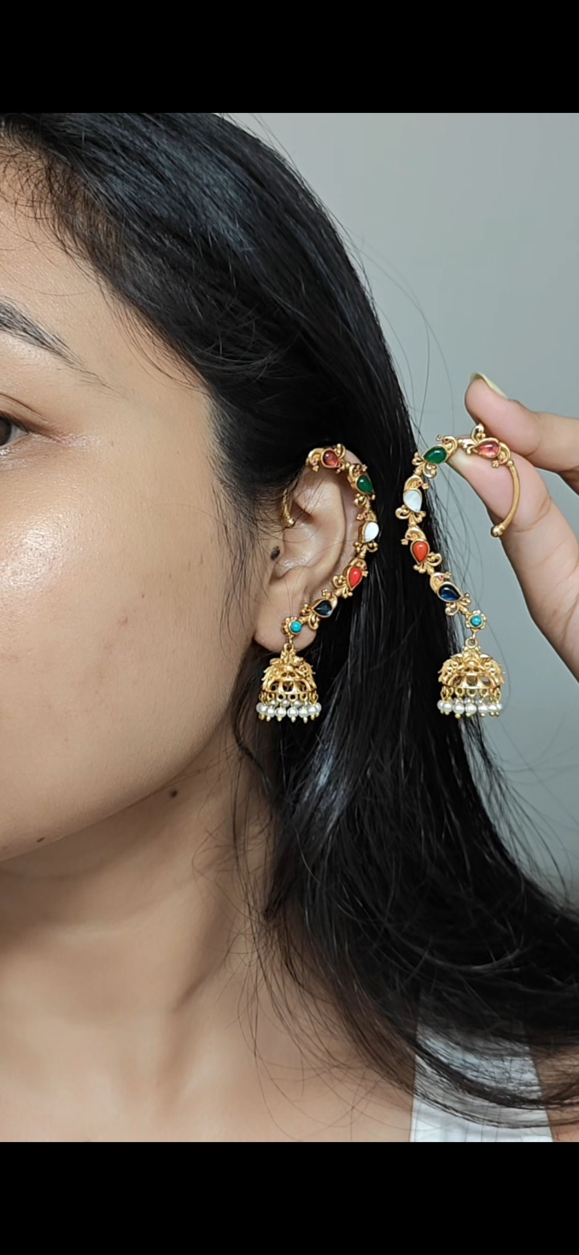 Navratan EarHug Jhumka Earring