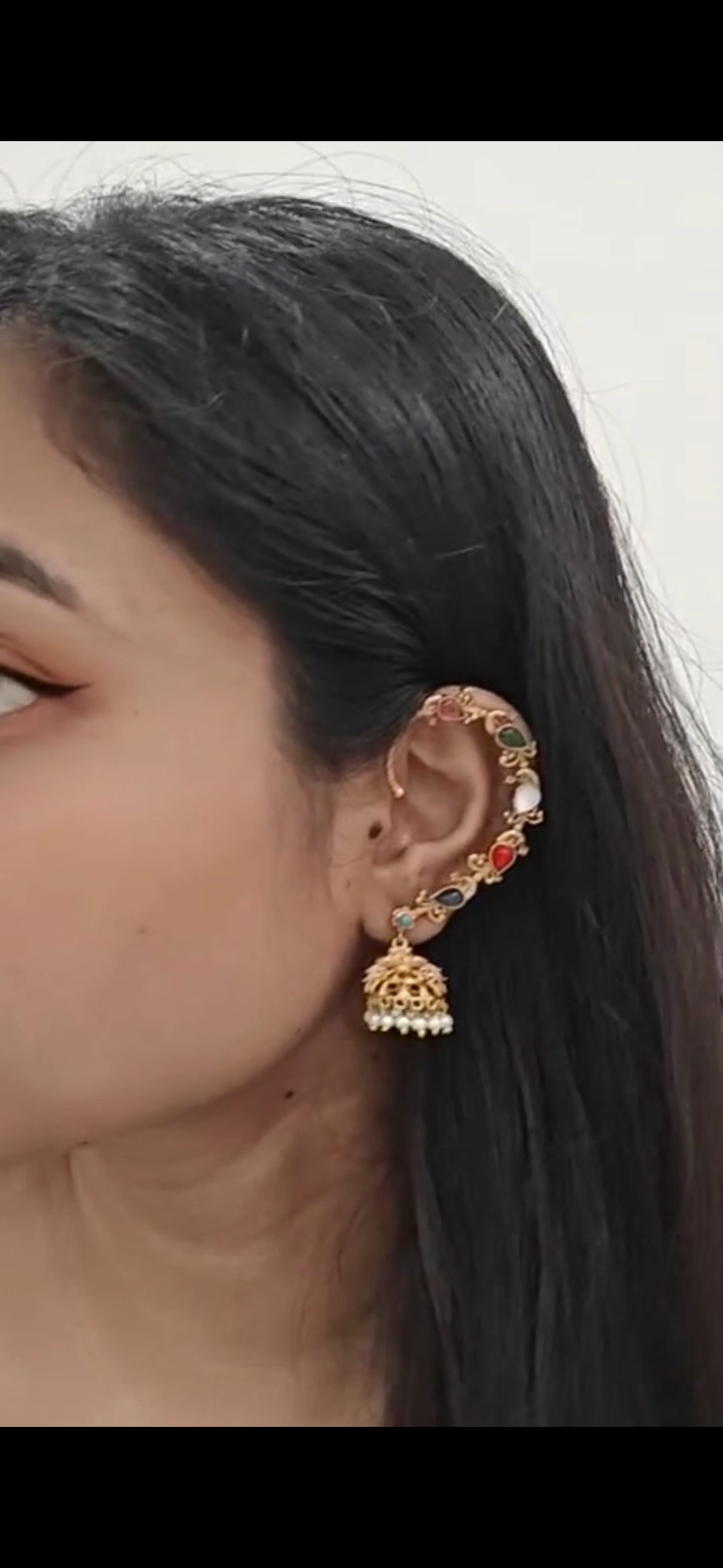 Navratan EarHug Jhumka Earring