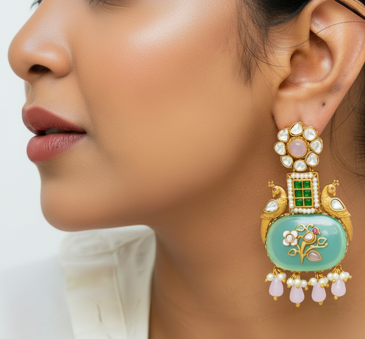 Mint Jharokha earrings