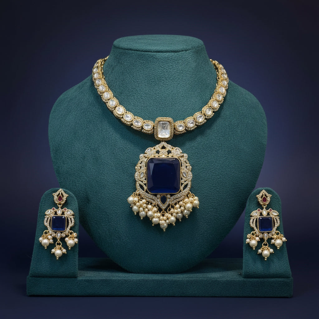 Blue Zoya Kundan Neckace