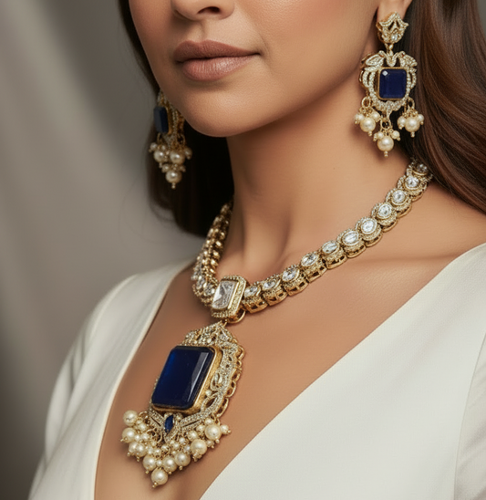 Blue Zoya Kundan Neckace