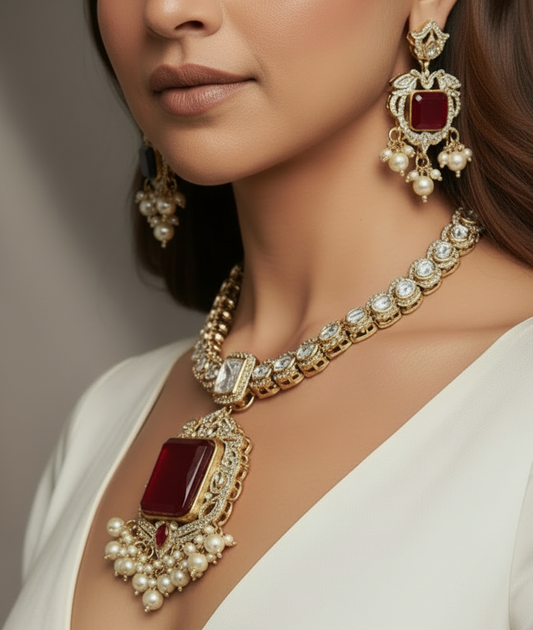 Red Zoya Kundan Neckace