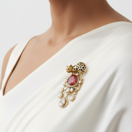 Red Velox Brooch