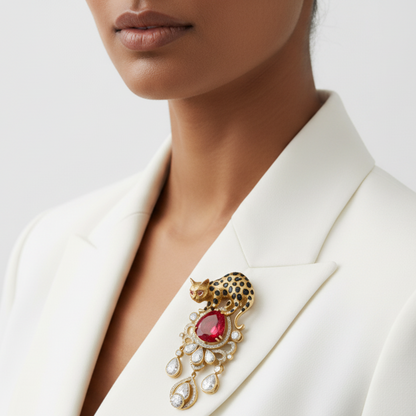 Red Velox Brooch