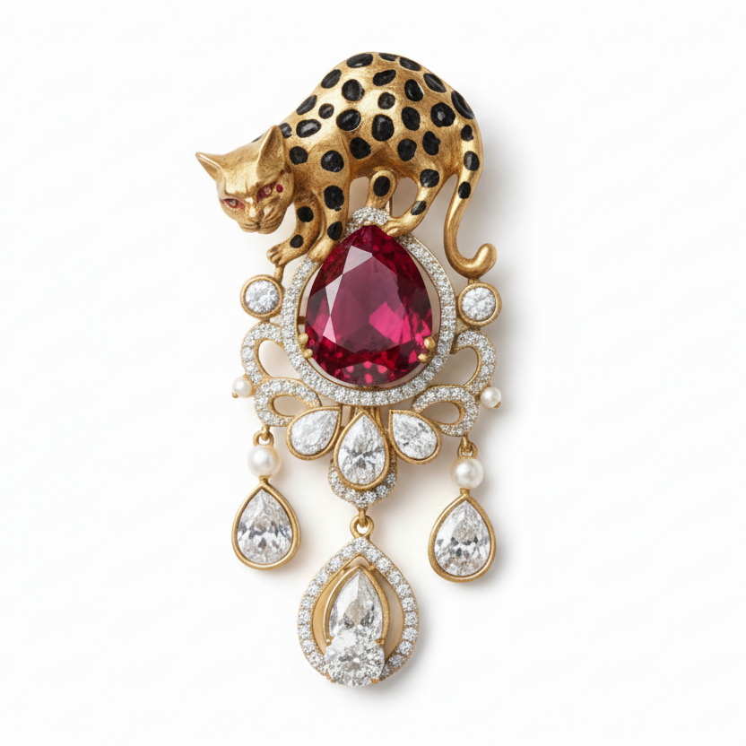 Red Velox Brooch