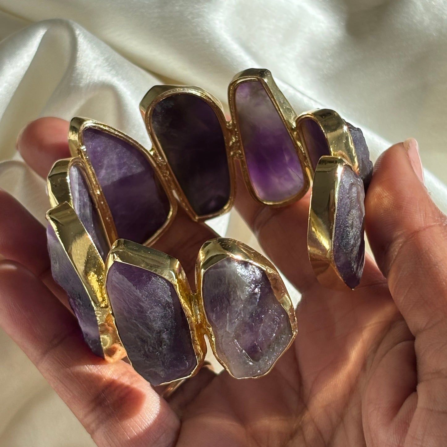 Amethyst Quartz Handcuff bracelet