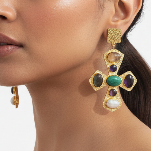 Glam Velora Cross Earrings
