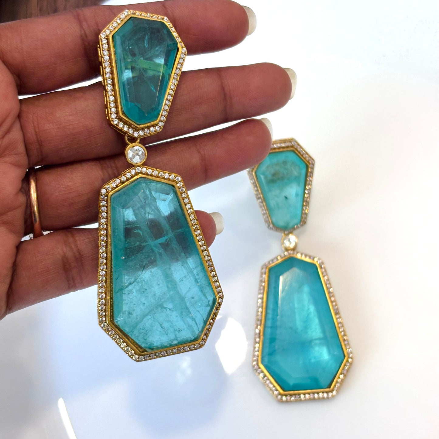Mia Aqua doublet earrings