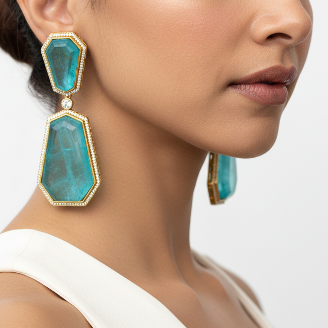 Mia Aqua doublet earrings