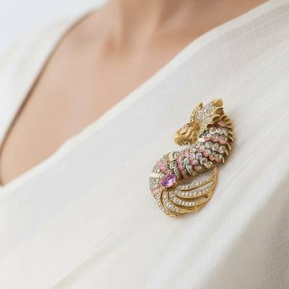 Pink SeaHorse Brooch