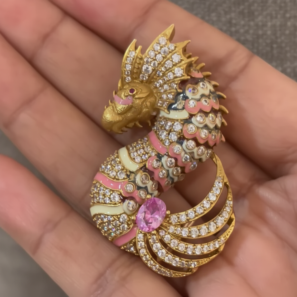 Pink SeaHorse Brooch