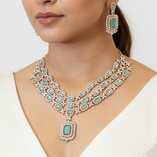 Pastel Green Aura Necklace set