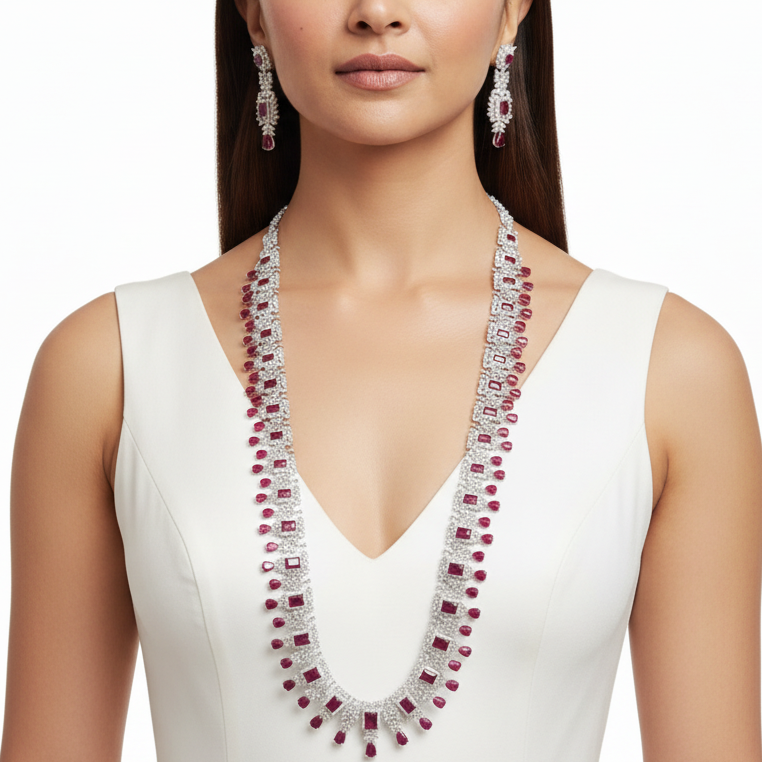 Red Mia Opera Necklace set