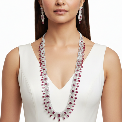 Red Mia Opera Necklace set