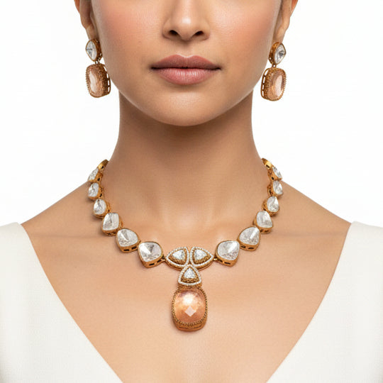 Peach Rehani Necklace Set