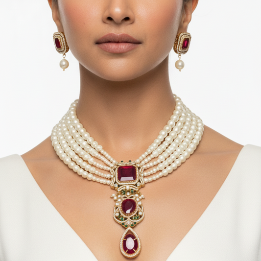 Red Seeya Necklace Set