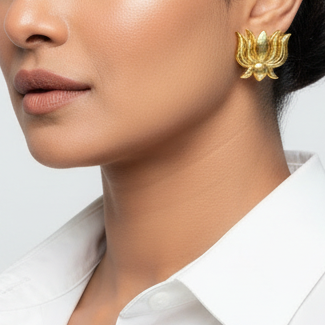 Glam Lotus Gold earrings