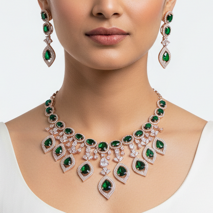 Emerald Folia Necklace set
