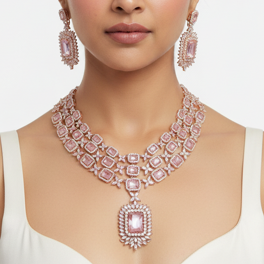 Misty Pink Aura Necklace set